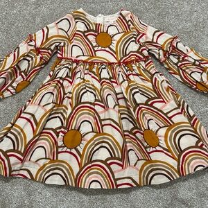 PINK CHICKEN Girls 3y Cecilia Empire Waist Antique Rainbow Cotton Dress